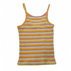 Madewell Yellow Blue Red Striped Ribbed Tie Back Tank Top Size Small